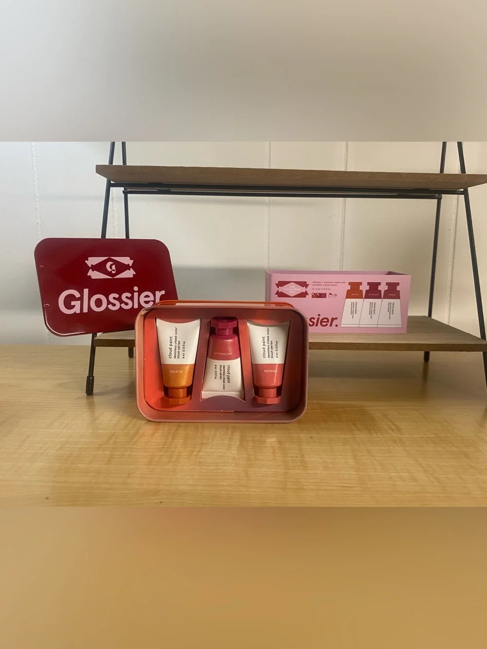 New Glossier Mini Cloud Paint Trio - Glisten, Afterglow, Crimson - Holiday 2025